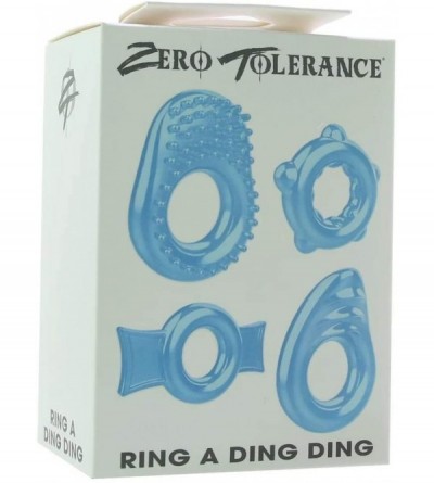 Penis Rings Ring A Ding Ding Set of 4 Distinct Design & Texture Penis Cock Rings - Sexaid for Men - Blue - CB18WSTU8XU $6.21
