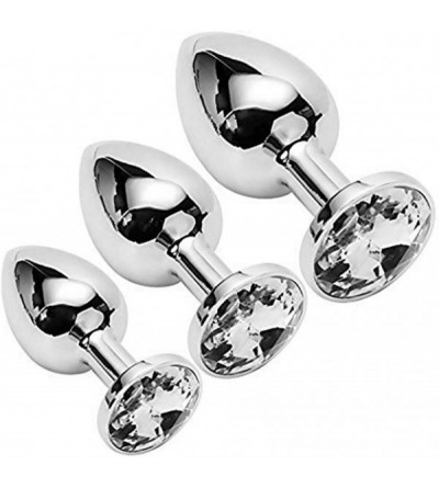 Anal Sex Toys 3 Pcs Crystal Glass Amal Plug Round Shaped with Jewelry for Men Women - White - CN18XWI5LUX $32.72