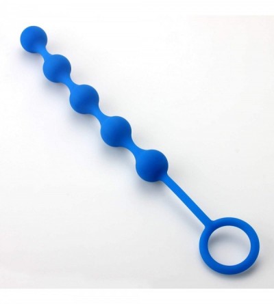 Anal Sex Toys Smooth Silicone Row of 5 Anal Beads with Handle Blue - Blue - CF18GX9IILA $23.50