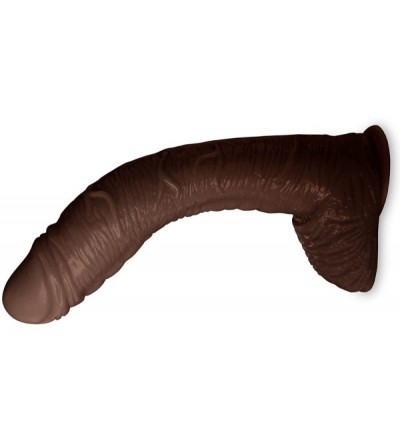 Dildos Dildo Big Bent 10 Inch Realistic Suction Cup Thick Veiny Curved Chocolate - Brown - CD11F5Q75AN $17.28