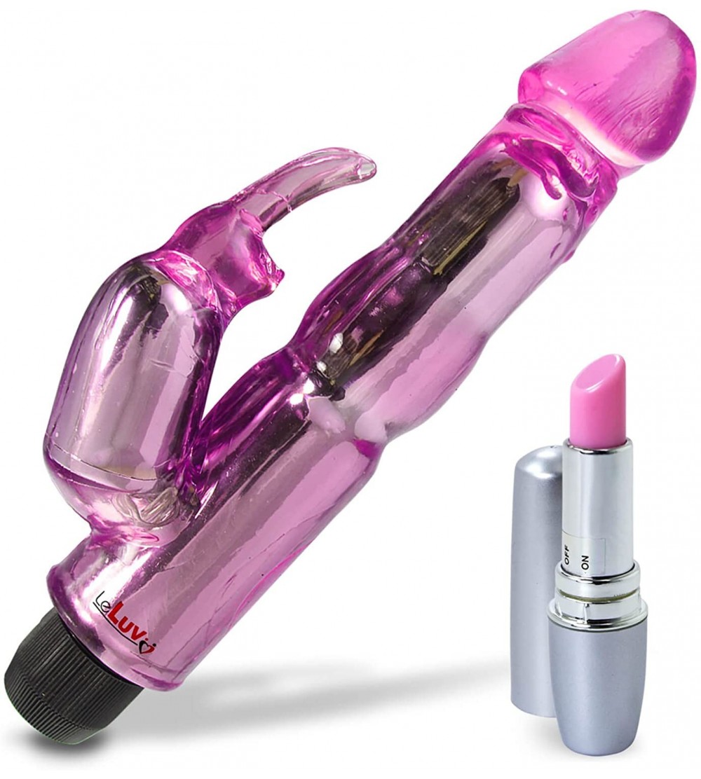 Dildos Rabbit Vibrator Waterproof Bath Time Bunny Bundle with Secret Lipstick Personal Massager Pink - Pink - CX11K3GWDJJ $14.93