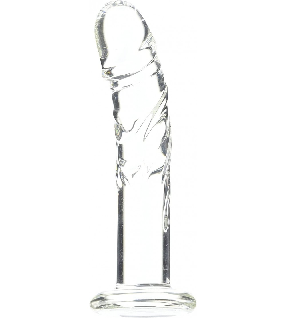 Dildos Blown Medium Realistic Glass Dildo- Clear - CW117V2A7VX $34.44
