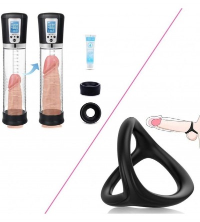 Penis Rings Electric Penis Vacuum Pump with 4 Suction Intensities-3 in 1 Ultra Soft Cock Ring for Erection Enhancing Sex Toy ...