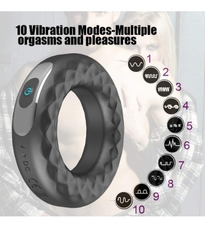 Penis Rings Wearable Dual-Motor Vibrating Cock Ring- Penis Ring Vibrator for Clitoral Stimulation- 10-Frequency Vibration Cou...