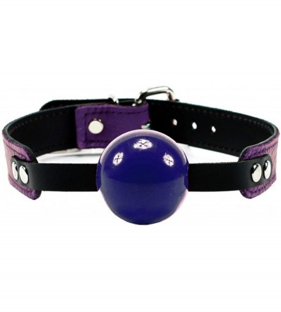 Gags & Muzzles Bonn Silicone Mouth Ball Gag for Men and Women Lambskin Leather Strap - Purple - C818G4MY7YZ $17.35