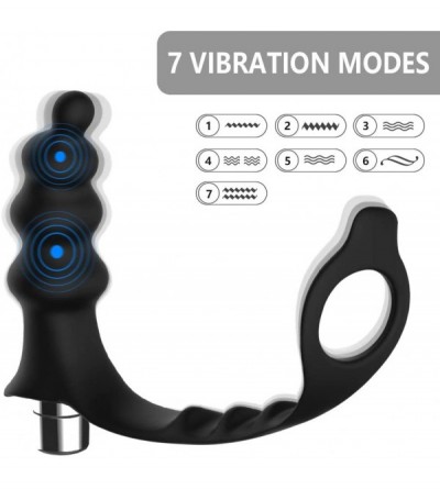 Anal Sex Toys Vibrating Anal Beads Butt Plug with Cock Ring- Rechargeable Male Prostate Massager 10 Vibration Modes Anal Sex ...