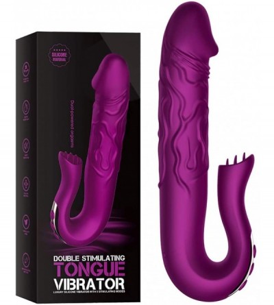 Vibrators G Spot Rabbit Vibrator Realistic Dildo Tongue Licking Vibrator Clitoris Stimulation Sex Toy for Couple Female - Pur...