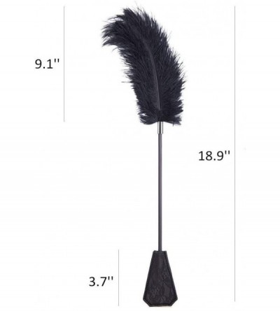 Paddles, Whips & Ticklers 2-in-1 Fine Feather Tickle and Leather Paddle Whip with Silk Eye Mask - C6190WIH86U $21.82
