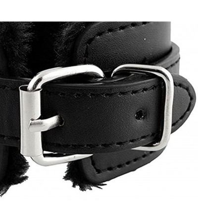 Restraints Soft Fur Leather Handcuffs- Velvet Cloth Blindfold Eye Mask for Sex Play - Black - C918EW3DQDR $11.24