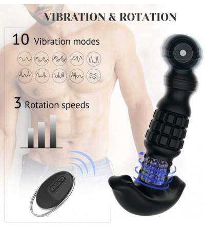 Vibrators Male Anal Vibrator Prostate Massager of Grenade Shape with 3 Rotation and 10 Vibration Modes- Rechargeable Vibratin...