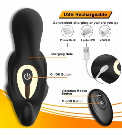 Vibrators Male Vibrating Prostate Massager- 2 Powerful Motors Rechargeable Anal Vibrator with 10 Stimulation Patterns Remote ...