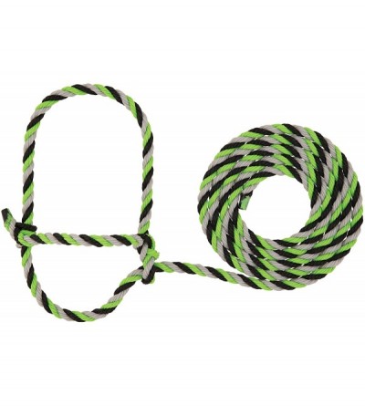 Paddles, Whips & Ticklers Livestock Cattle Rope Halter- Lime Zest/Black/Gray - CX18EX8W26Y $25.91