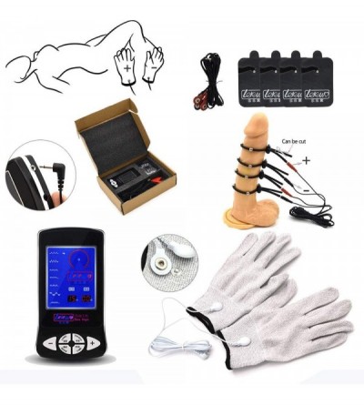 Penis Rings Electrostimulation Set - Electrosex Stimulation Device with Penis Ring Glove and 4 * Pads - Estim Accessories Pen...