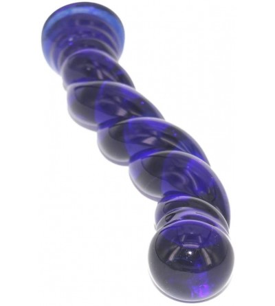 Dildos Glass Pleasure Wand Anal Sex Toys Massager- 6.7 Inches Spiral Shape Dildo- Blue - CR186QT4E2S $13.72