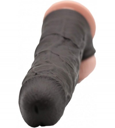 Pumps & Enlargers 8 in. Black Silicone penile Condom Lifelike Fantasy Sex Male Chastity Toys Lengthen Cock Sleeves Dick Reusa...