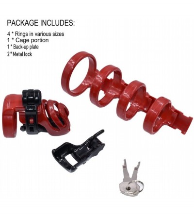 Chastity Devices Biosourced Resin Male Chastity Cage Device Locked Cock Cage Sex Toy for Men 219 - Red+black - CI1867YYL26 $1...