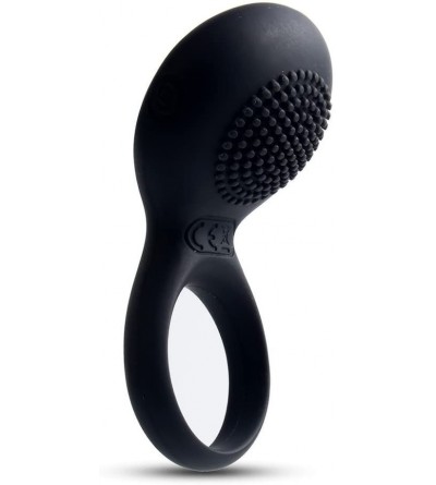 Penis Rings Tyler Rechargeable Vibrating Silicone Cock Ring- Black - CC12EPXYJOH $21.16