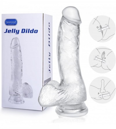 Dildos Realistic Dildo- 7 Inch Clear Jelly Dildo with Suction Cup for Women- Perfect Christmas Gift - C718CGZD03O $22.53