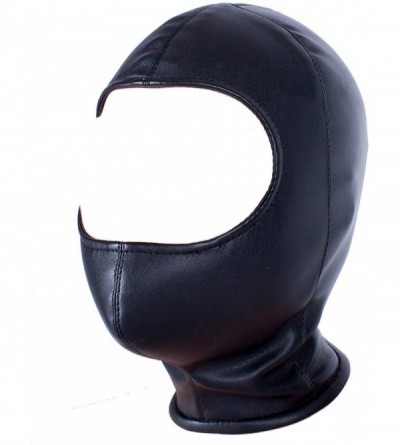Blindfolds Leather Bondage Cosplay Mask Hood- Black Full Face Breathable Restraint Head Hood- Sex Toys- for Unisex Adults Cou...