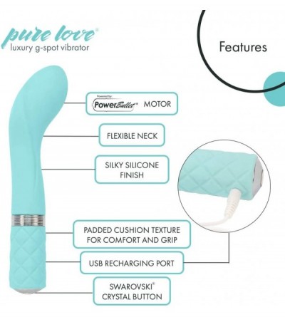 Vibrators Silicone G-Spot Vibrator Teal- Rechargeable and Multi Speed with Swarovski Crystal Button- Pretty Quilted Vibrator ...