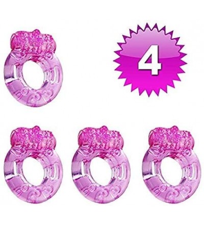 Penis Rings 4 Pcs Set Waterproof Soft Stretchy C&óck Ríng Vibranting Butterfly Rings Men' Flexible Vibrator Rings (Pink) - C2...