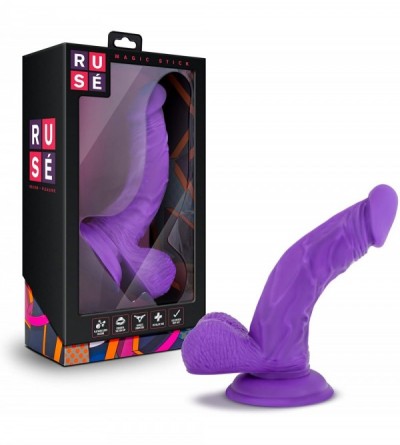 Vibrators Ruse - Magic Stick - 7" Realistic Bright G Spot Stimulating Curved Dildo - Cock and Balls Dong - Suction Cup Harnes...