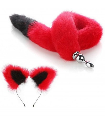 Anal Sex Toys Novetly likelife Red Fox Tail Ear Plug B-ütt P-l-ǔ-g Anal Plug Ball Mouth Plug Fun Binding Belt Ears Hairpin He...