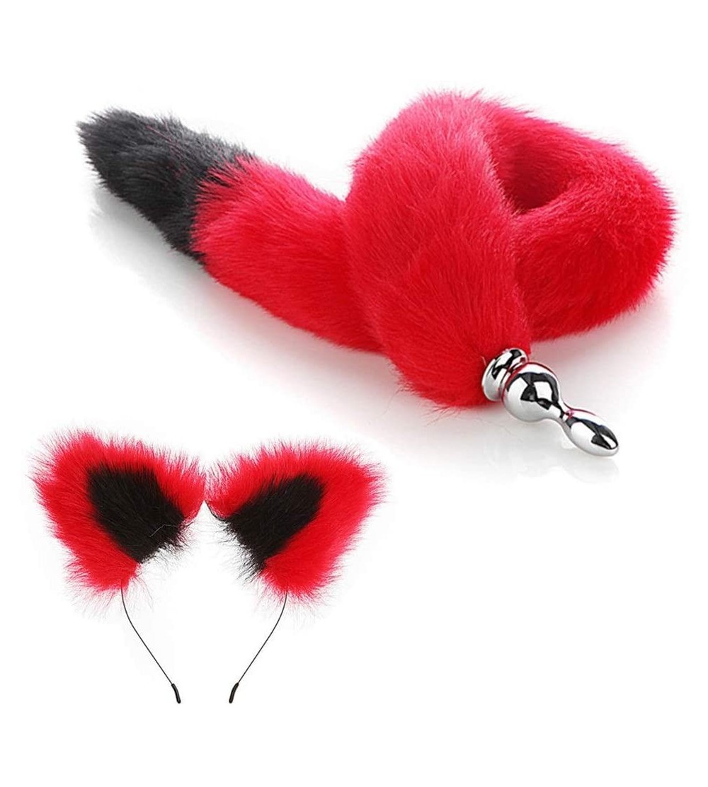 Anal Sex Toys Novetly likelife Red Fox Tail Ear Plug B-ütt P-l-ǔ-g Anal Plug Ball Mouth Plug Fun Binding Belt Ears Hairpin He...
