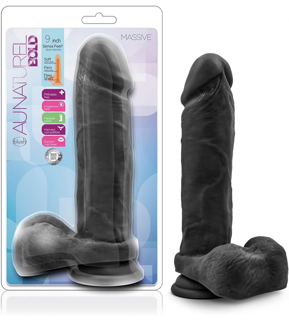Dildos Au Naturel Bold Massive 9 Inch Realistic Dual Density Dildo- Sex Toy for Women- Sex Toy for Adults- Black - C218RSU07C...