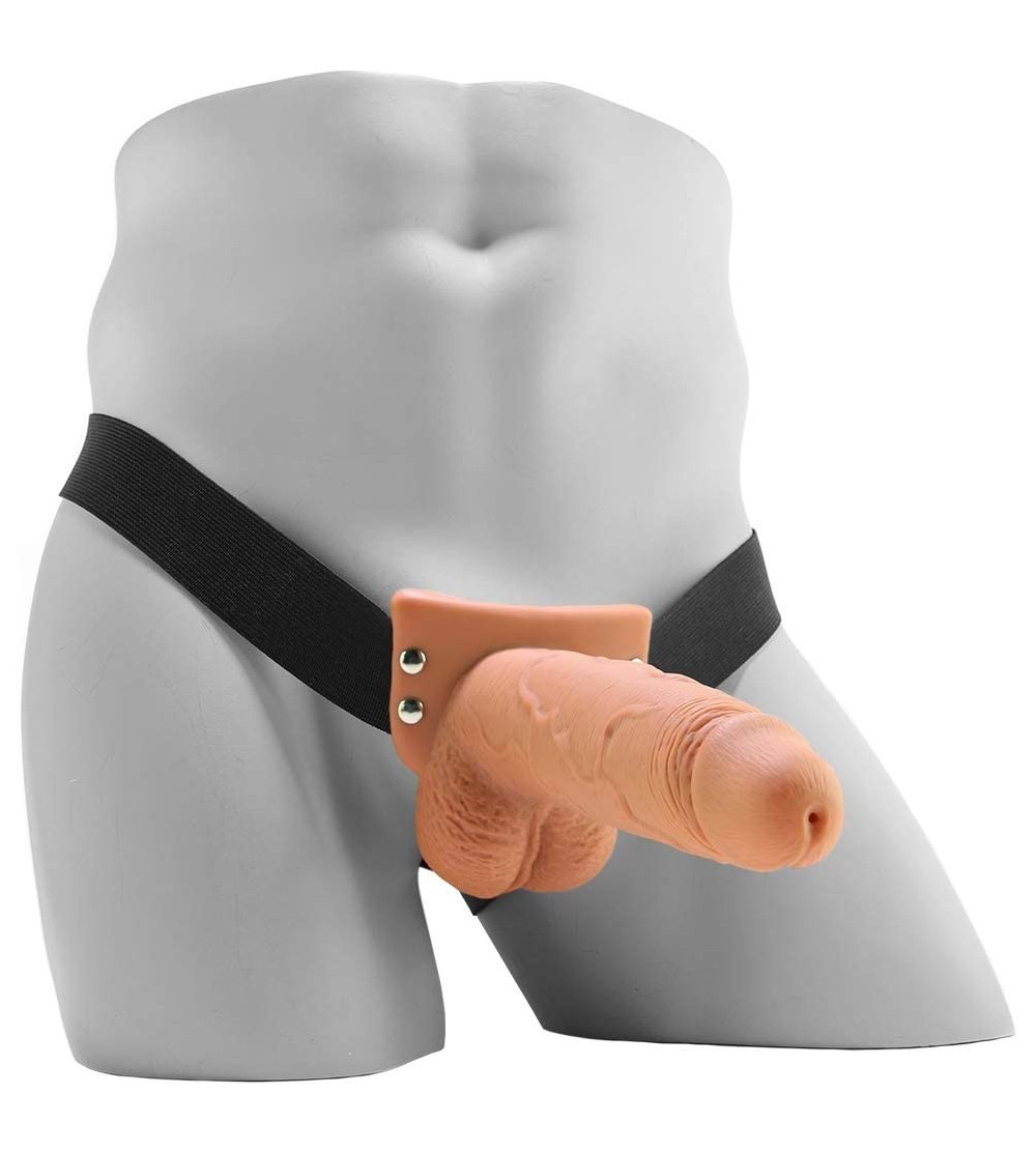 Dildos Fetish Fantasy Series 7.5" Hollow Squirting Strap-on with Balls- Brown - CJ18XW572WL $15.99