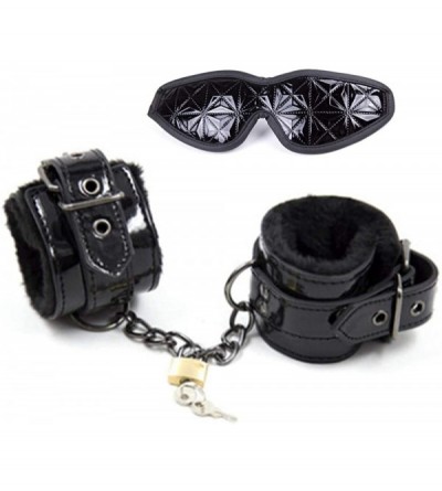 Blindfolds Lace Sexy Blindfold Plush Handcuffs Binding Game Props Women Cosplay Purpler (Black) - C319GU7LGDG $17.87