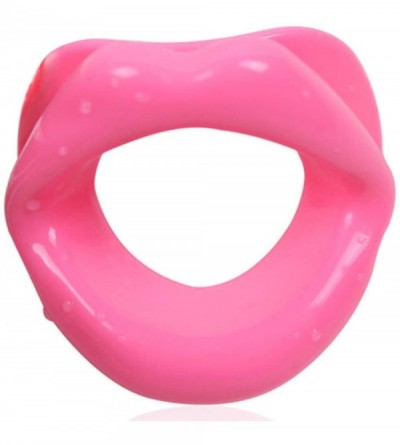 Gags & Muzzles Open Breathable Woman's Lips Shape Mouth Gag Head Harness - Pink - CR18SH8ZK9A $13.32