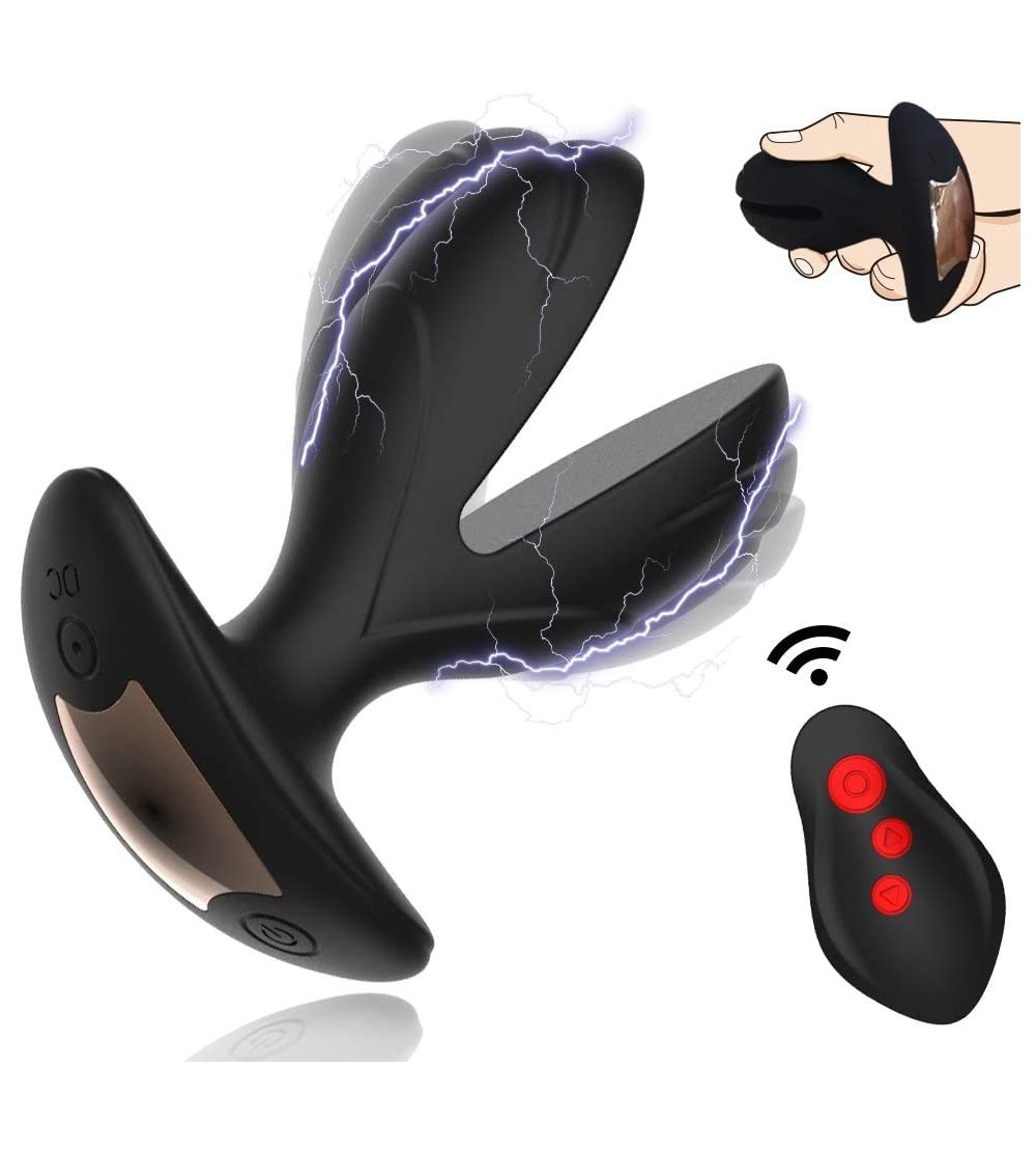 Vibrators Vibrating Anal Plug with Electric Shock Pulse Vibrator Prostate Massager for Men with Remote Control- Rechargeable ...
