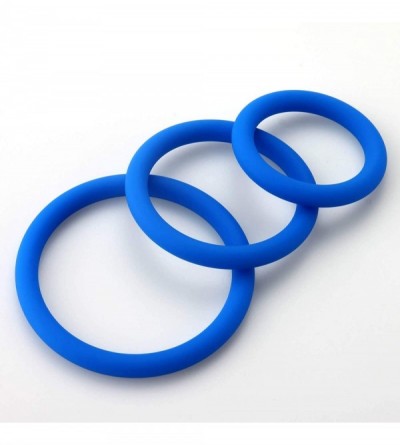 Penis Rings Thin Round Smooth Cock Ring 32mm- 40mm- 50mm Blue Three Sizes 1.2"- 1.6" and 1.9" Inner Diameters - Blue - CG1844...