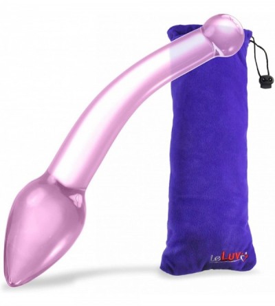 Anal Sex Toys Large Glass Prostate Massager Pink Anal Wand G-Spot Toy Bundle with Premium Padded Pouch - Pink - CP11F6QYES9 $...