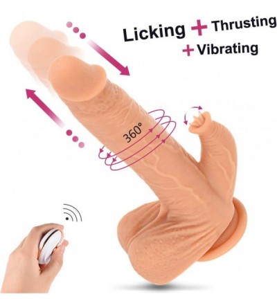Dildos 9.8" Realistic Vibrating Dildo Thrusting Sex Toy for Women with 5 Thrusting & 7 Licking & 360°Rotation & 7 Vibration M...