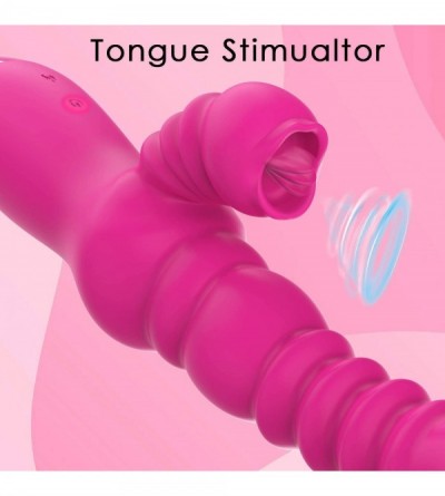 Vibrators G Spot Tongue Licking Vibrator- Waterproof Rabbit Vibrator with 7 Vibration Modes & 3 Powerful Thrusting for Clitor...