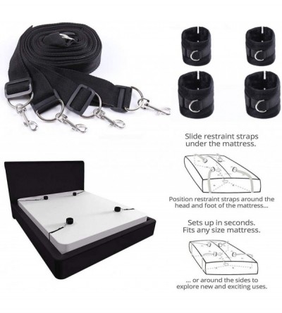 Restraints Bed Restraints Kit- Romi Adjustable Fetish Sex Bondage Bedroom BDSM Toy with Hand Cuffs Ankle Cuff for Couple - CQ...