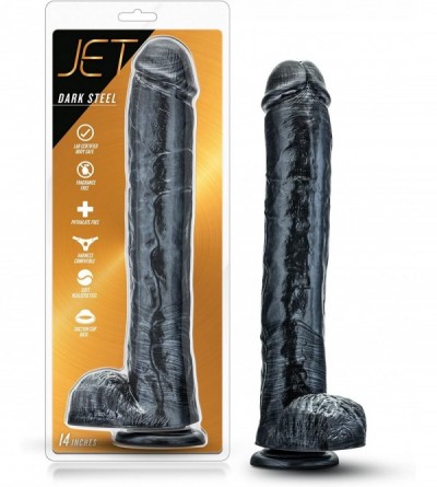 Dildos Jet 14" Extra Long Thick Huge Realistic Veiny Dildo Suction Cup Harness Cup Sex Toy - Black - C31857O7KUG $90.11