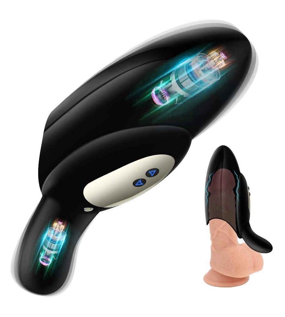Male Masturbators Male Masturbator Cup Penis Training Vibrator - Most Powerful Sexual Endurance Prolonging & Testicles Double...