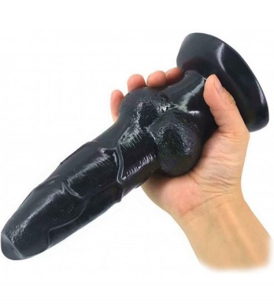 Dildos Black Dog Dildo 8" Big Realistic Animal Dildo with Suction Cup Canine Penis Cock Anal Sex Toys for Adult Lesbian - CN1...