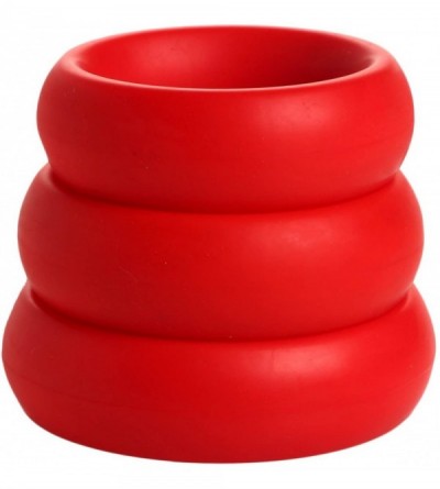 Penis Rings 3 Piece Silicone Cock Ring Set- Red - Red - C411C8Z2RET $9.26