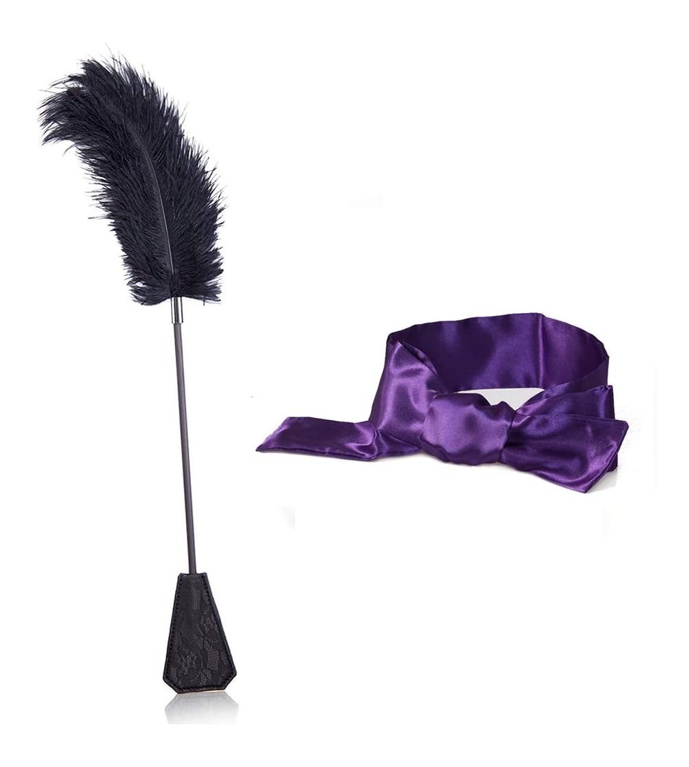 Paddles, Whips & Ticklers Sport Leather Whip-Feather Tickle 2 in 1 Sport Exquisite Ostrich Feather Tickler for Games or Thick...