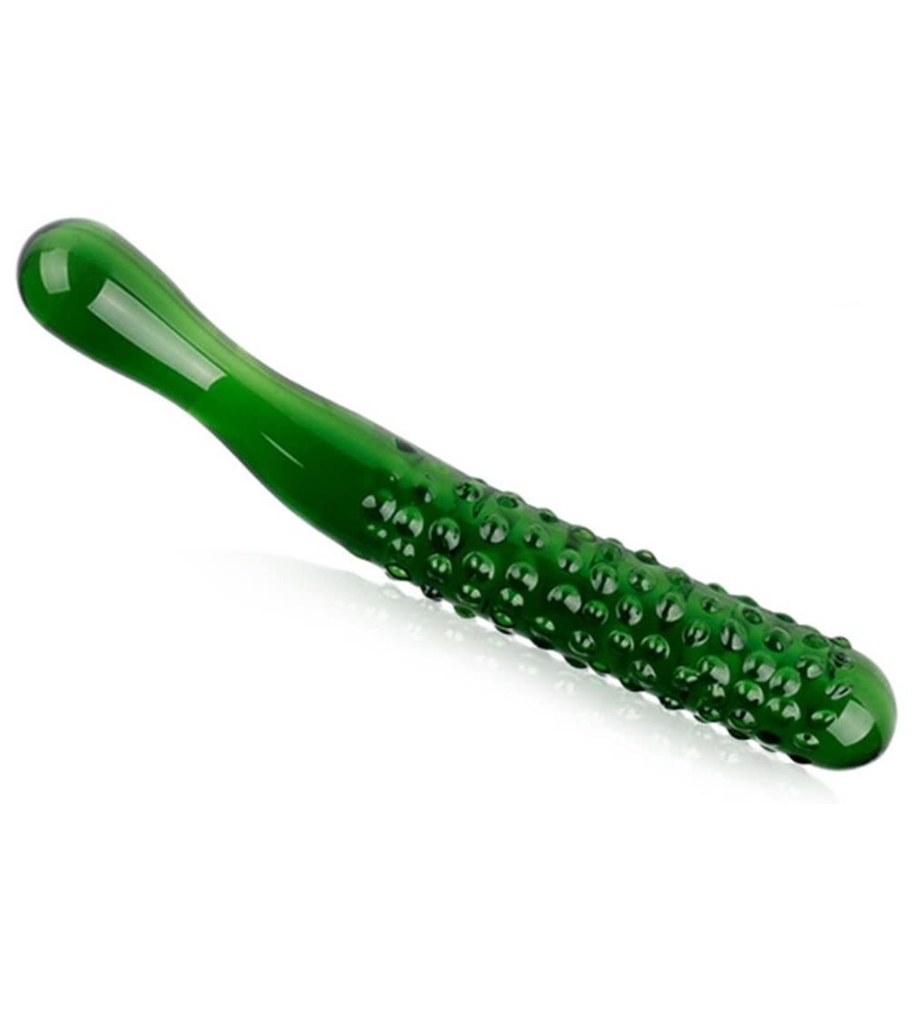 Anal Sex Toys 5Types Vegetable and Fruit Shape Crystal Dildo Glass Butt Plug Cute Novelty Adult Sex Toys (Green-Cucumber) - G...