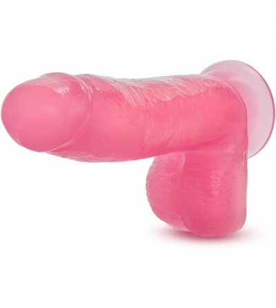 Dildos Glow Dicks - The Rave - 7" Soft Realistic Glows in The Dark Dildo - Firm Cock and Balls Dong - Sex Toy for Women (Pink...
