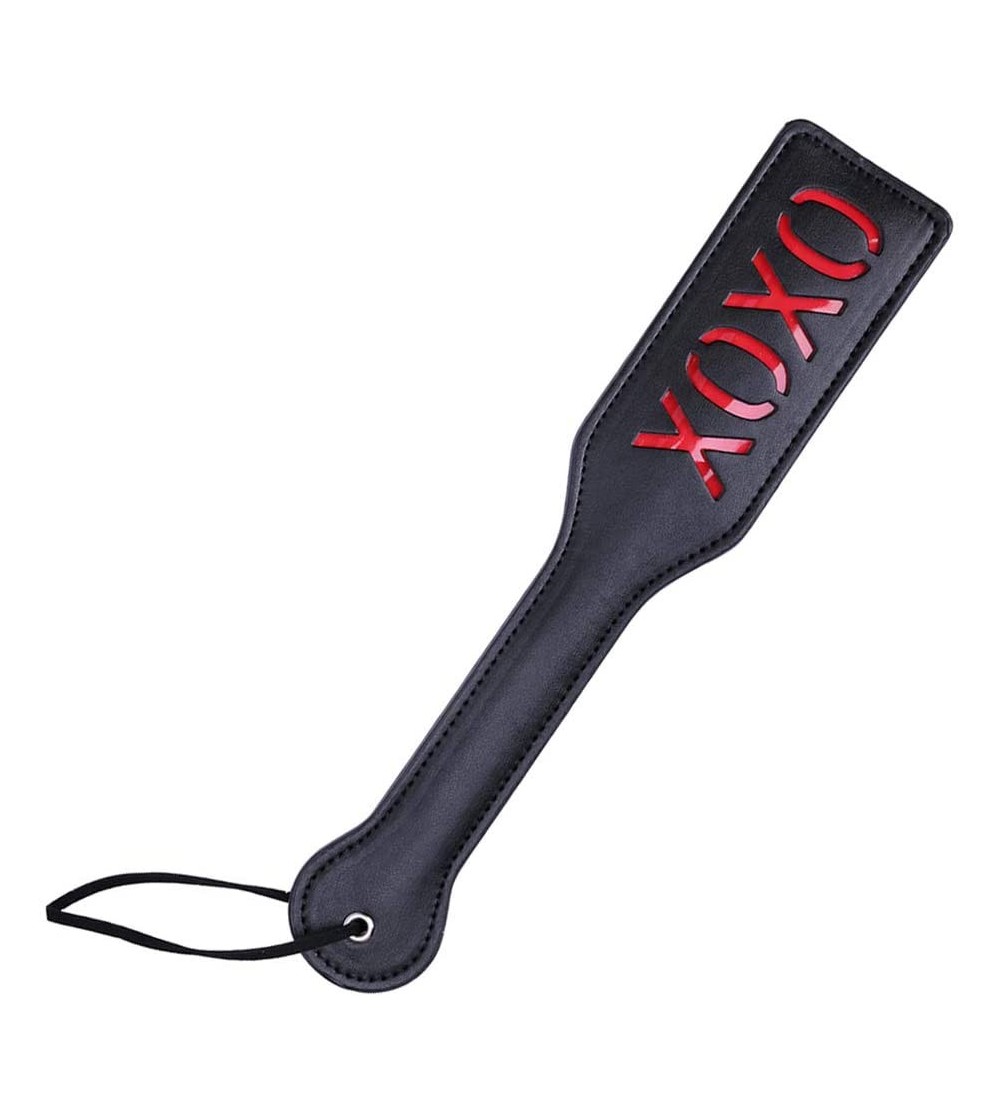 Paddles, Whips & Ticklers Faux Leather XOXO Spanking Paddle for Sex Play- 12.8inch Total Length Paddle- Black - Black - CF192...