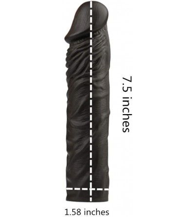Pumps & Enlargers Silicone Pênís Sleeve for Men Large Reusable Cóndom Black - CO19IDCRK3G $12.89