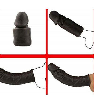 Pumps & Enlargers Silicone Pênís Sleeve for Men Large Reusable Cóndom Black - CO19IDCRK3G $12.89