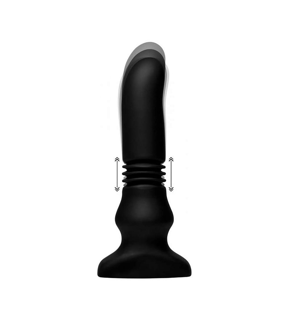 Anal Sex Toys Silicone Vibrating and Thrusting Plug with Remote Control- Black- 1 Count - CH18SY2M2RK $38.65