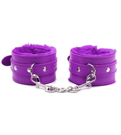 Restraints PU Leather Handcuffs Adjustable Soft Wrist Cuffs (purple) - Purple - CV18GM6RYT2 $8.18